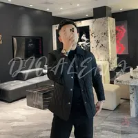 【帅老板】010秋冬轻奢男士菱形格翻领薄棉夹克