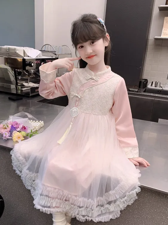 女童连衣裙2025新款秋装儿童汉服中式国风公主裙春秋款小女孩裙子