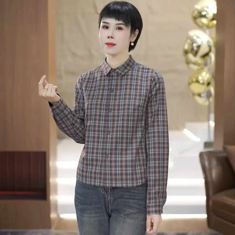 【渲渲推荐】XR-2356-2冬季减龄翻领加绒格子衬衣
