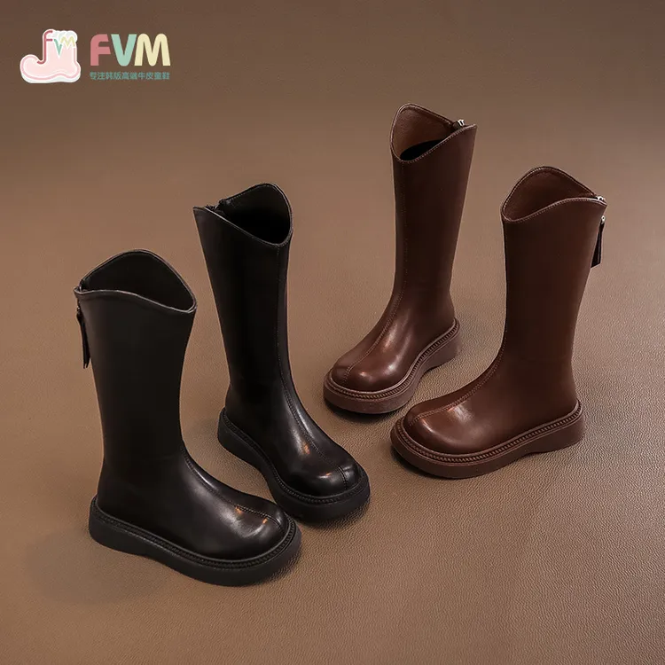 女童靴子儿童马丁长筒长靴2025新款秋冬季宝宝小公主女孩高筒皮靴