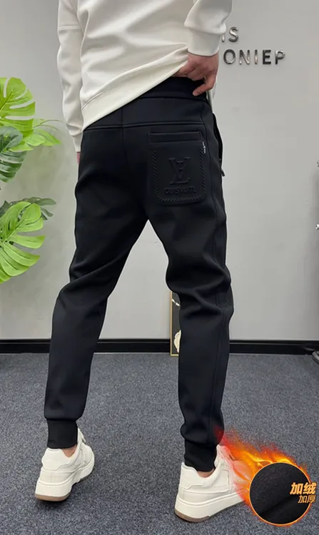 5536秋冬加绒加厚小脚卫裤男士修身弹力拉链口袋休闲运动束脚裤男