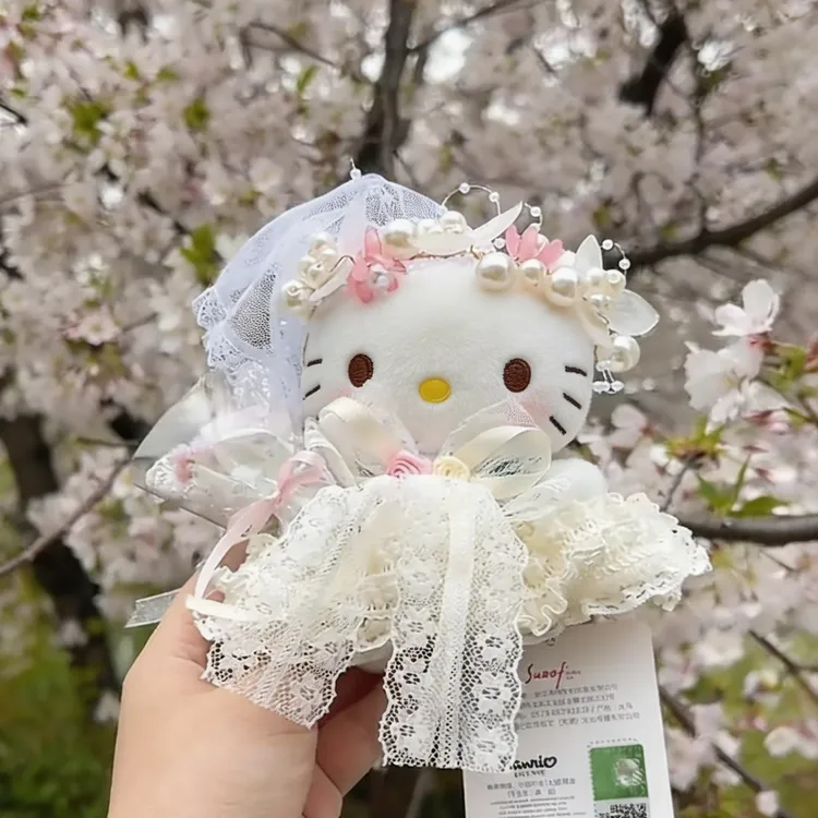 正版HelloKitty白月婚纱KT挂件三丽鸥毛绒包挂玩偶送朋友生日礼物