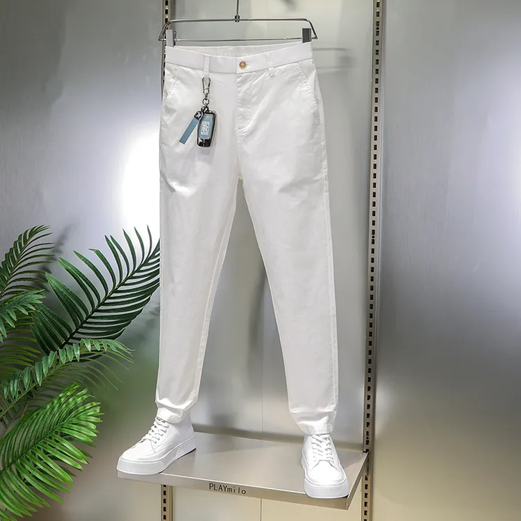 保罗高端轻奢宽松型弹力免烫春秋新款休闲裤舒适男士春夏潮款纯色