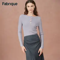 【Fabrique】 Eden【六色】秋冬蝴蝶结镂空船领绵羊毛法式修身针织衫