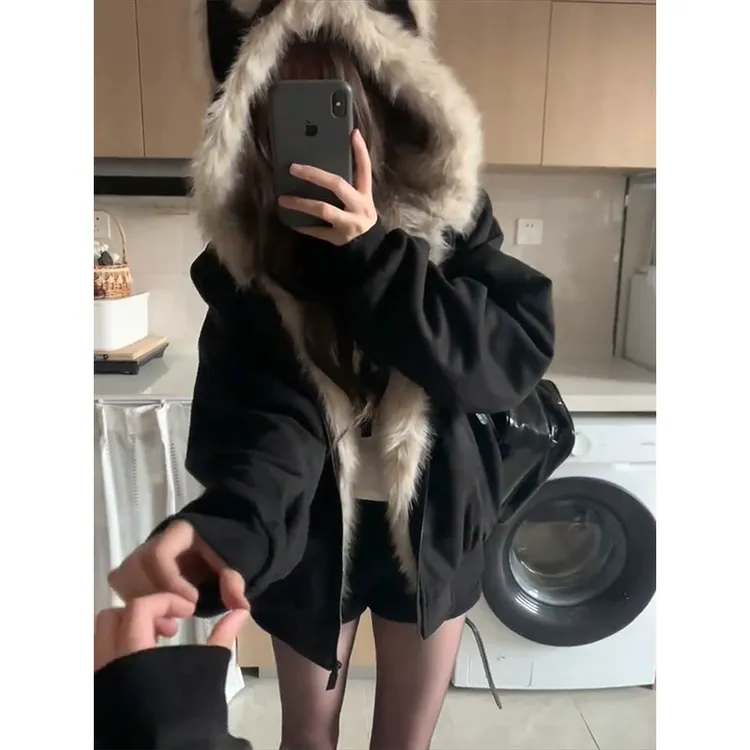 座山雕棉衣棉服女款2025新款冬季派克服小个子棉袄加绒加厚外套潮