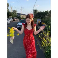 火火火【明亮夏日】韩系v领镂空设计碎花连衣裙L33375HH52