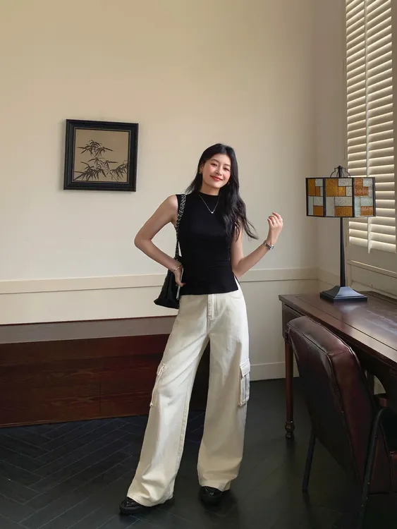 工装裤女款2025新款高腰宽松休闲显瘦百搭休闲裤美式工装阔腿裤