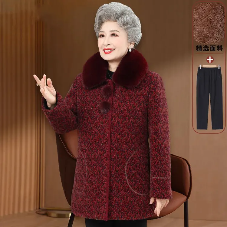 奶奶冬装棉服外套老太太加厚新款中老年人女妈妈棉衣老人冬季棉袄