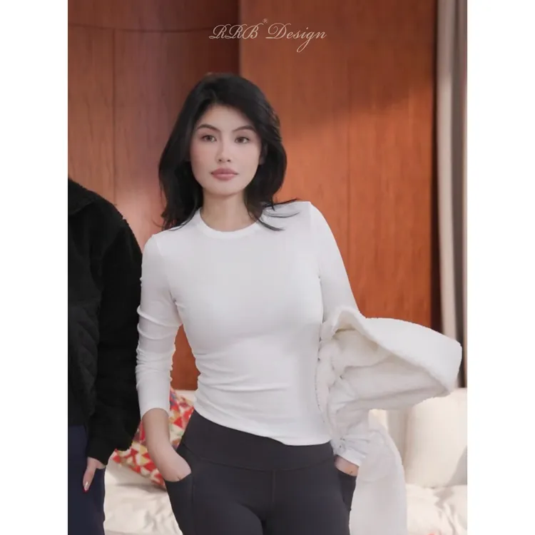 RRB Design 「拿铁T」天丝混纺宽松显瘦圆领长袖T恤百搭打底上衣