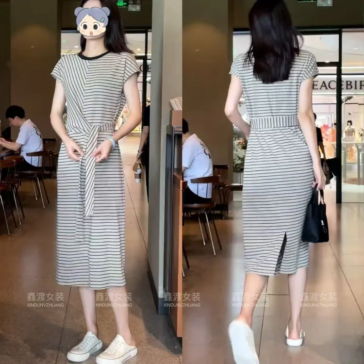 2025夏季新款时尚显瘦气质女士网红洋气连衣裙百搭款D5776