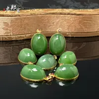 【老郑家】18k金和田玉蛋面吊坠3234-2多样性发一件 约19*14*8mm