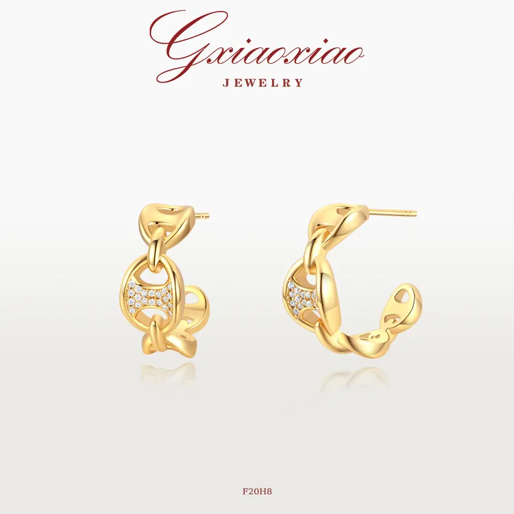 G XIAOXIAO 镀K金 法式气质高级百搭猪鼻子耳环 F20H8
