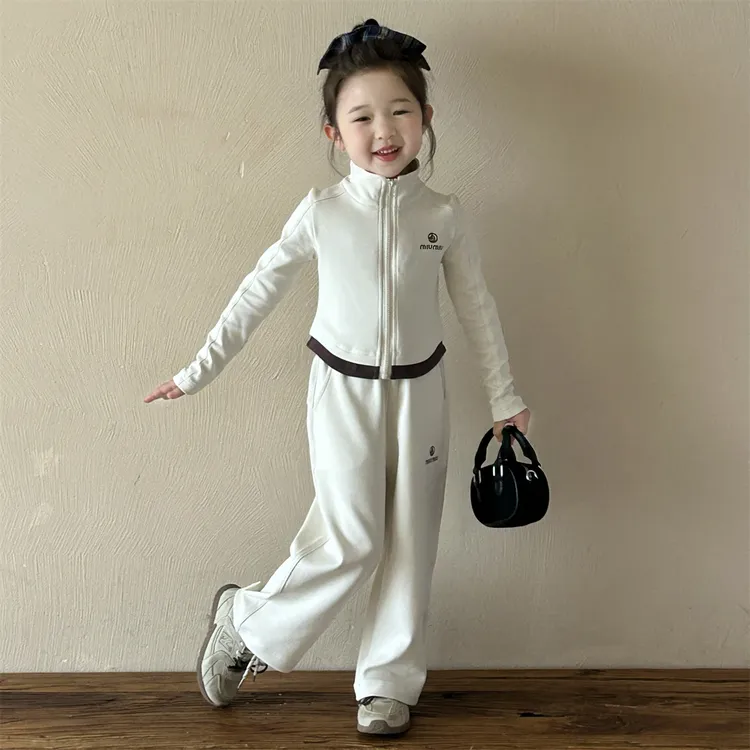 女童瑜伽服套装2025春秋新品休闲儿童撞运动开衫套装女宝宝两件套