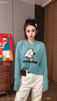【王小小9121】大白熊女针织针卡通休闲风毛衣休闲百搭欧货原创