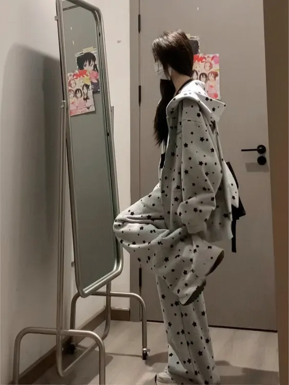 【DMXJ大梦想家】韩系可爱兔耳连帽睡衣女夏季新款星星家居服套装夏