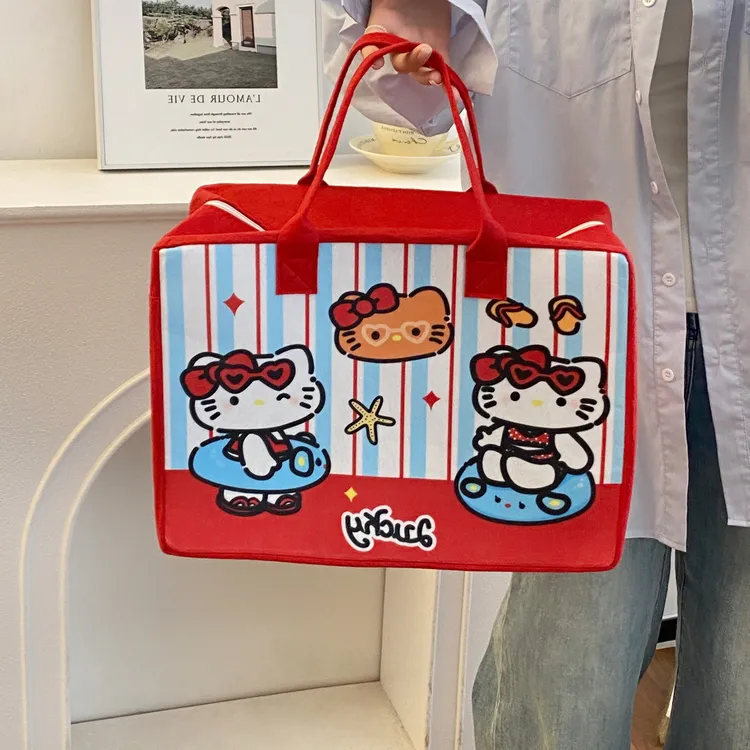 卡通毛毡旅行包收纳包大容量可爱外出行李包可套拉杆箱必备收纳袋