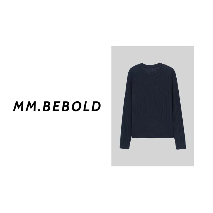 【妙姐精选】泠衫 山羊绒100 麻花纹圆领长袖针织衫ZH858111