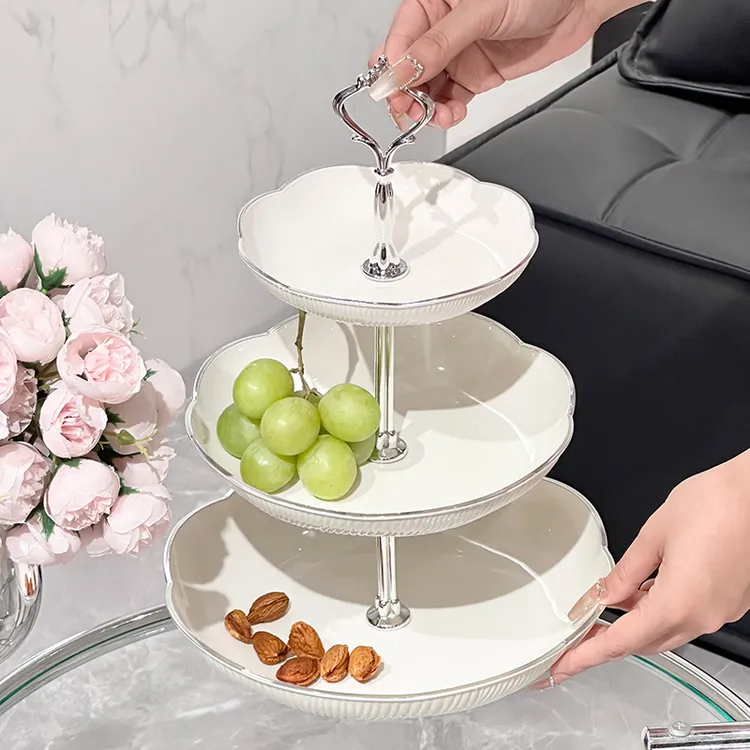 高颜值多层水果盘家用客厅轻奢下午茶零食摆放盘食品级甜品点心盘