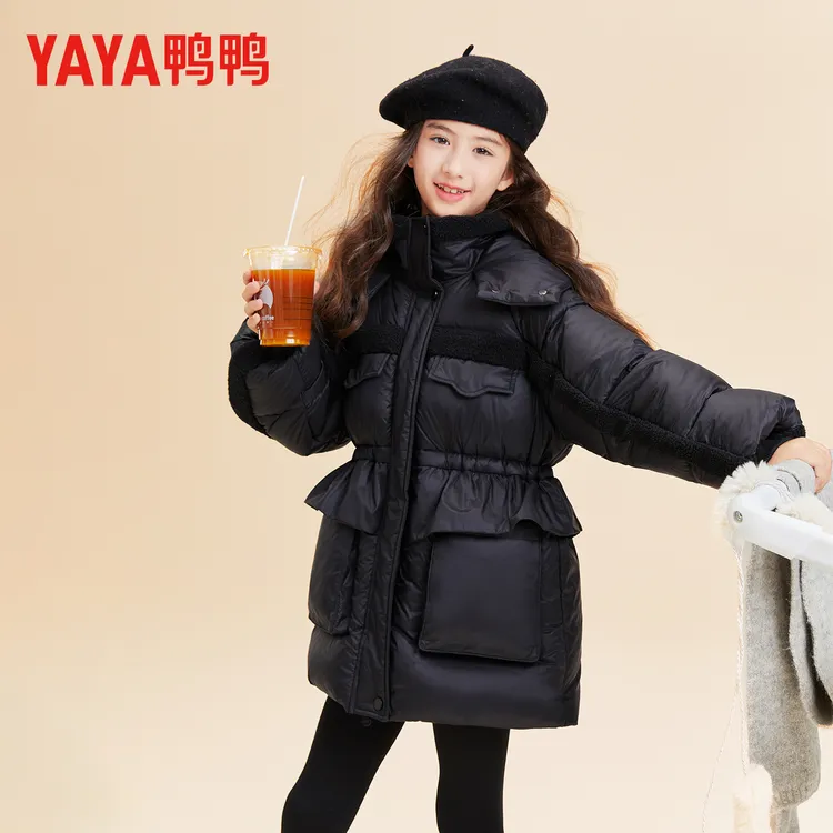 鸭鸭女大童收腰羽绒服2025新款冬女童洋气加厚儿童炸街外套25696