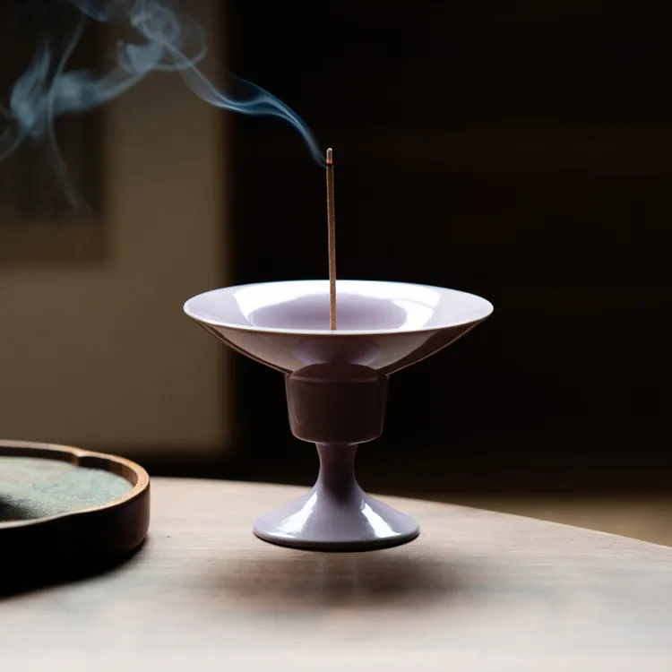 赞朴紫气东来高足小圆香炉线香茶道配件中式女士家用精致香插香托