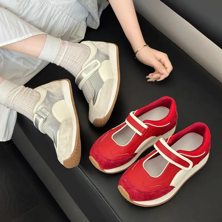 【猪皮垫阿甘鞋】厚底阿甘休闲魔术贴圆头夏季纯色单鞋鞋子女鞋潮鞋