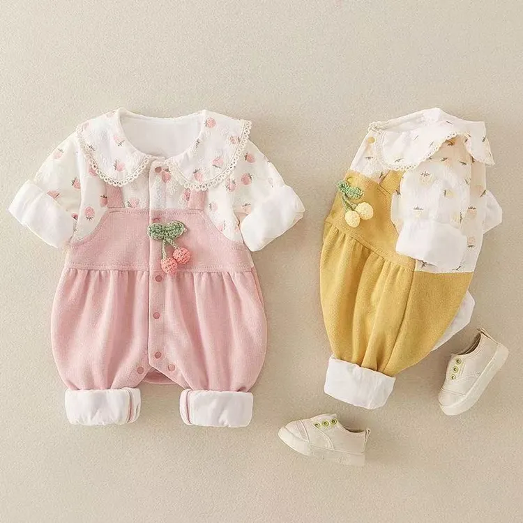 新生婴儿衣服秋装可爱女宝宝双层连体衣公主超萌哈衣外出爬爬服