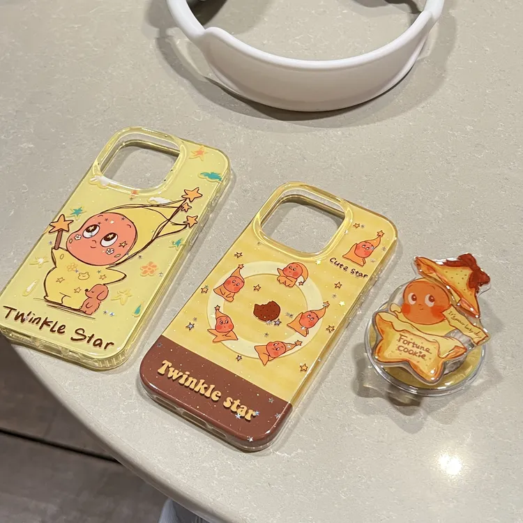 Q版软萌饼干围圈星星人磁吸支架壳适用苹果iphone16promax手机壳