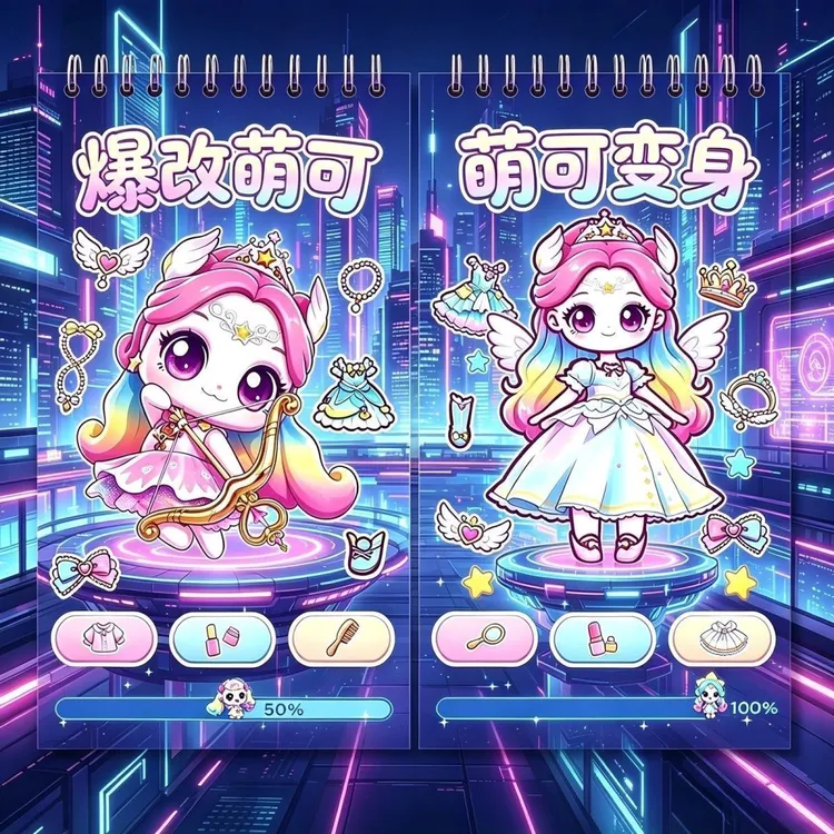 爆改奇妙萌可刮画贴纸儿童益智手工DIY卡通公主换装贴