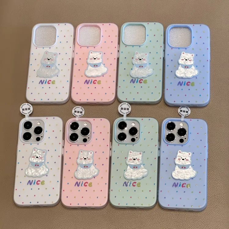 GGBond彩色英文西高地贴件适用iPhone16肤感果冻15手机壳13苹果14