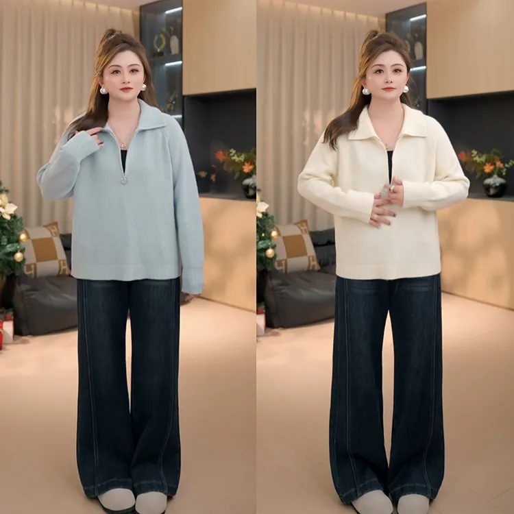 【胖佳佳】昨日晴空 加厚华夫格毛衣冬季时尚百搭针织H625Z21887