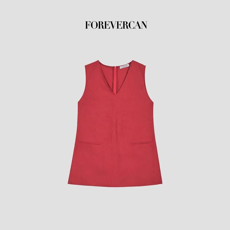 FOREVERCAN“塞维利亚”法国进口雨露麻V领无袖背心上衣ST23518