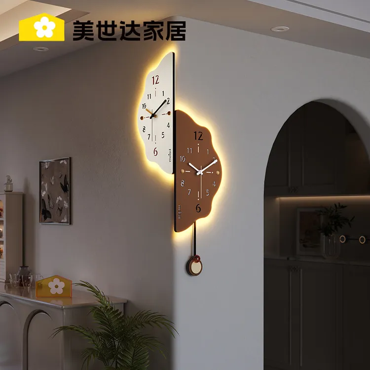 美世达转角挂钟客厅2025新款家用现代简约双面挂墙表创意拐角时钟