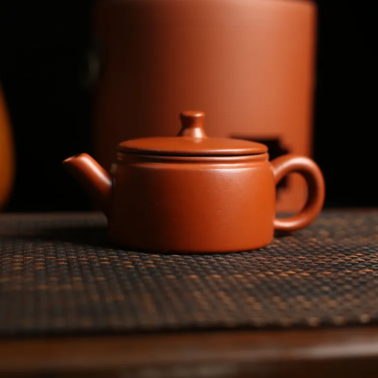 潮州朱泥壶大口汉壶半手工原矿朱泥工夫茶具茶壶泡茶神器