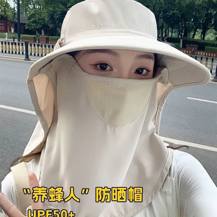 全方位防晒帽透气遮脸面罩护颈一体太阳帽防紫外线户外遮阳帽女夏