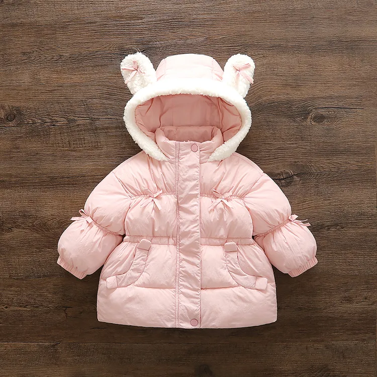 兔耳朵女童秋冬洋气冬装加绒棉服女宝宝棉衣儿童外套冬季爆款棉袄