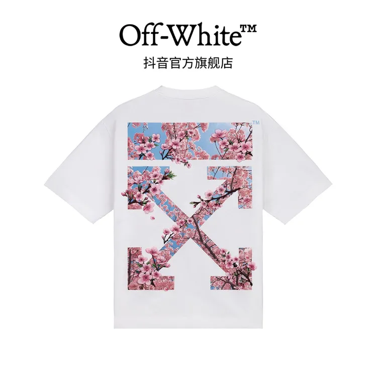 OFF-WHITESS26春日落樱立体logo刺绣T恤轻奢短袖OFFTEGOFF050Q-A