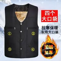 马甲中老年加绒老年加厚拉链保暖坎肩大码男士外穿老年人秋冬款1