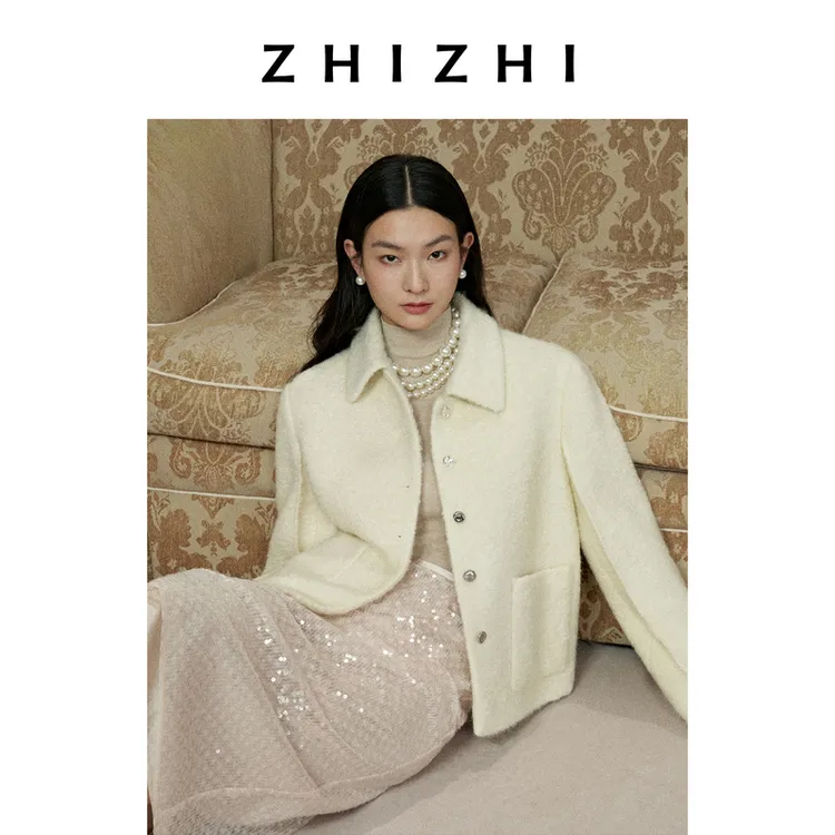 致知 梅香慢/锁窗寒 优雅复古马海毛短款毛呢外套25冬ZZ2EWWWQ150