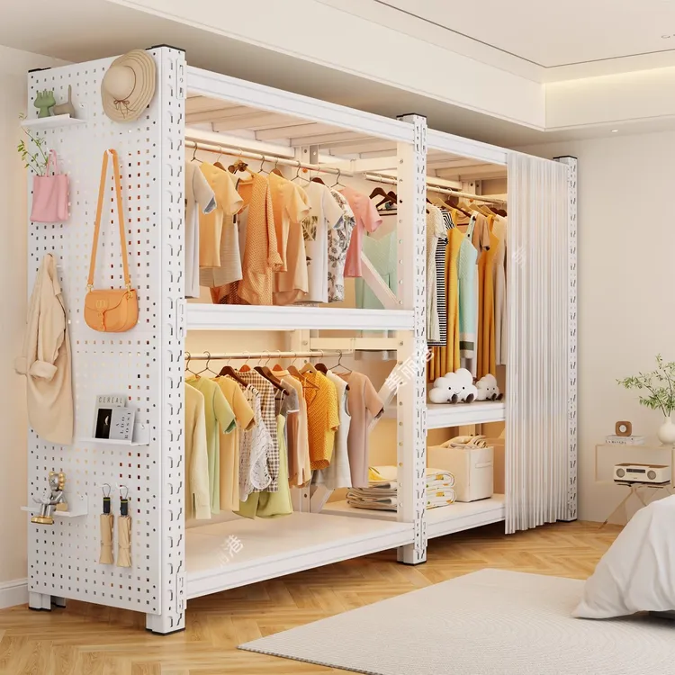 【买一发三】货架衣柜家用卧室出租房简易组装收纳衣橱柜货架挂衣架