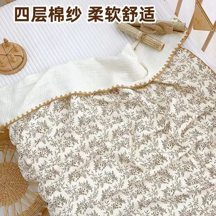 婴儿纱布盖毯四层宝宝夏季薄款包被包单午睡抱毯浴巾吸汗可机洗