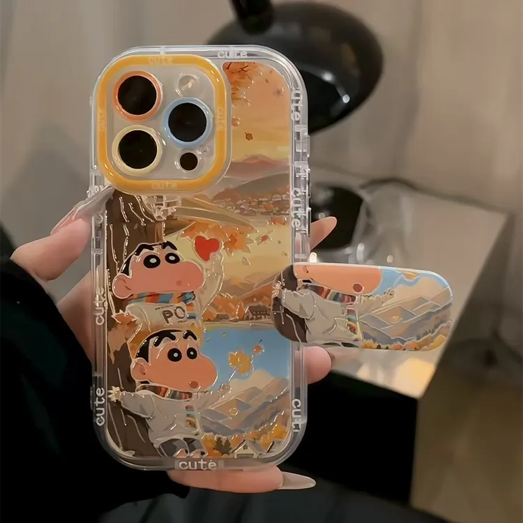 卡通枫叶小新适用苹果17华为p70oppo小米15vivo羽纱奶油手机壳