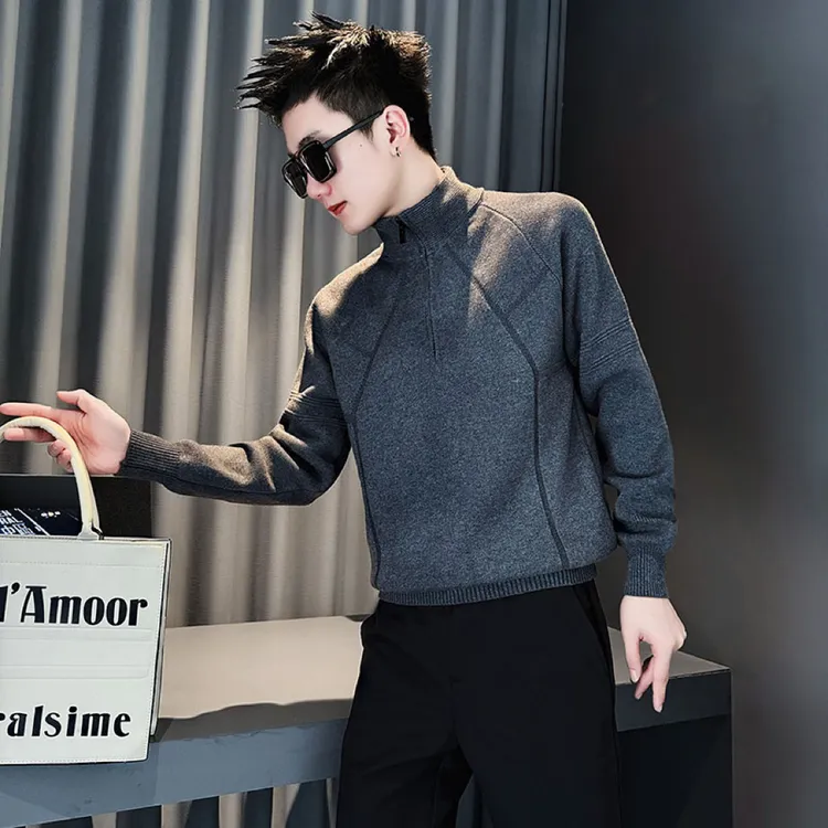 秋冬季男士潮流韩版半高领毛衣2025新款男装内搭针织衫打底衫上衣