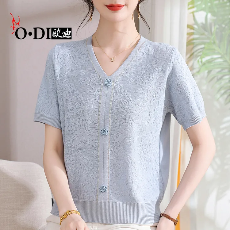 母亲节服装妈妈装夏季短袖阔太太气质中老年女装夏装小衫冰丝T恤