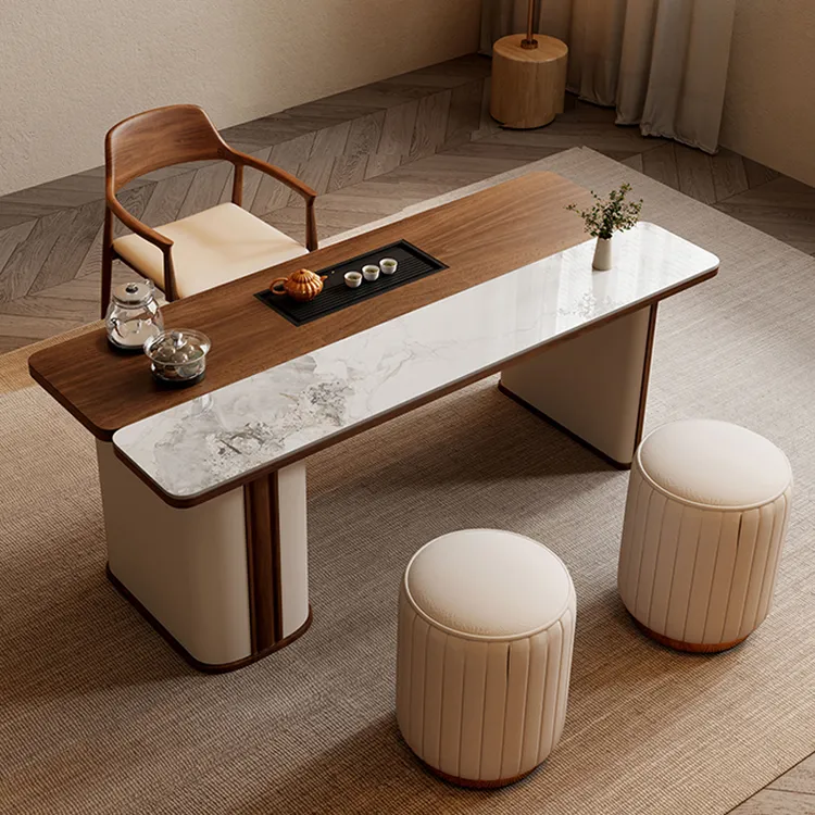 实木岩板茶桌椅组合小户型家用客厅高端办公室茶台阳台泡茶一整套