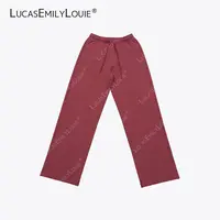 LUCASEMILYLOUIE 极简休闲纯棉百搭松紧腰抽绳直筒裤2510216