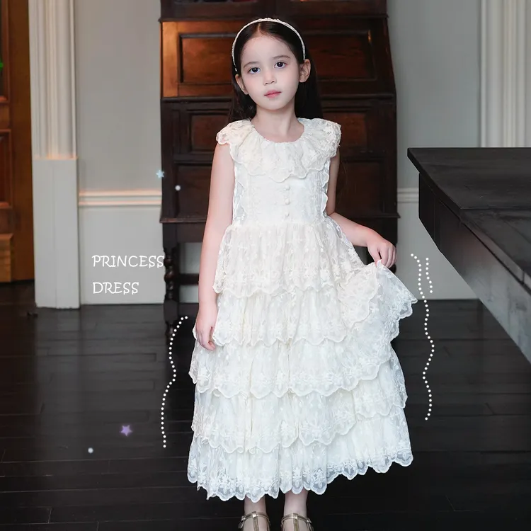AnnieGirl女童白色小众重工复古蕾丝连衣裙蛋糕公主裙蓬蓬裙2026