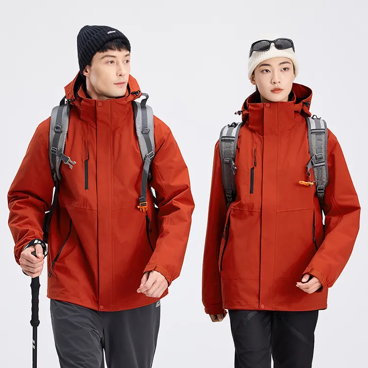 冲锋衣户外三合一防风防水登山外套可高拉链防泼水保暖连帽情侣款