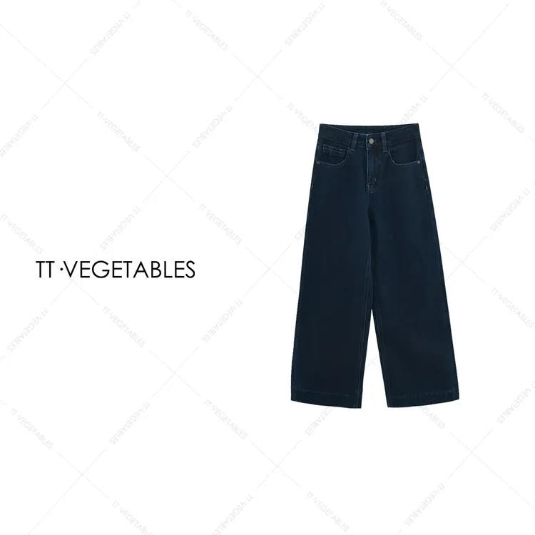 噢芬/小个子 【蝉嘶】棉柔牛仔裤女百搭直筒裤女士阔腿裤522152