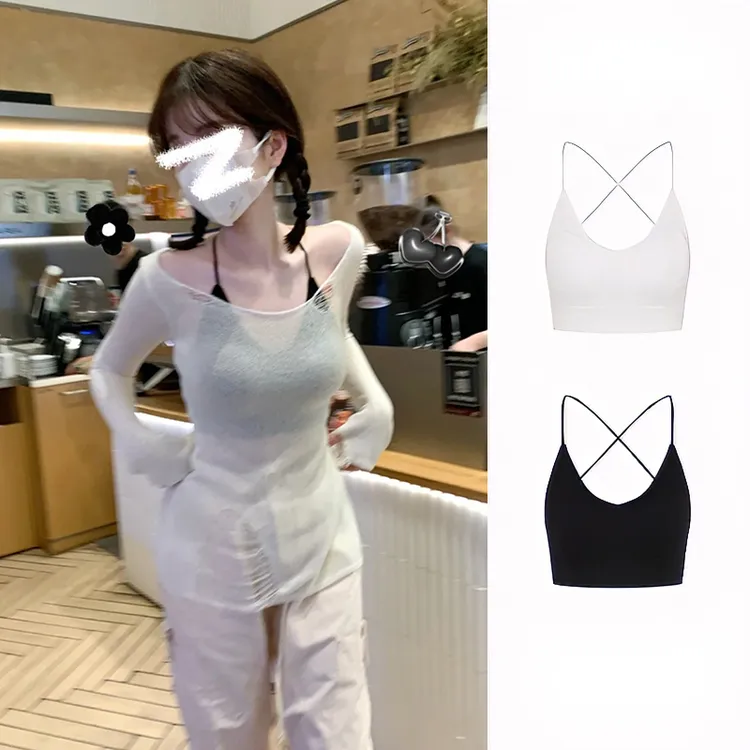 Moses Queen/魔西女王绑带露背吊带女背心打底带胸垫美背内搭上衣