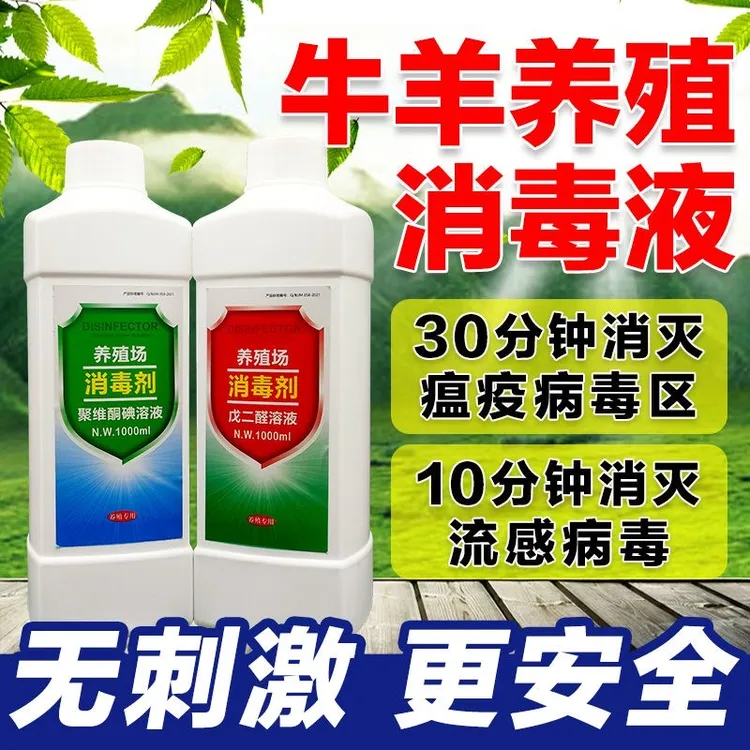 养殖牛羊圈舍消毒液聚维酮碘戊二醛消毒水牛场羊场消毒杀菌专用药